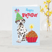 Birthday Cupcake Dalmatian Kaart (Gele Bloem)