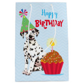Birthday Cupcake Dalmatian Medium Gift Bag Medium Cadeauzakje (Voorkant)