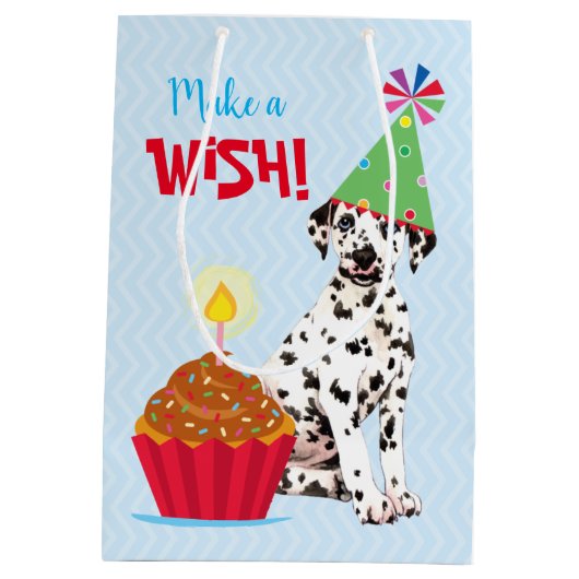 Birthday Cupcake Dalmatian Medium Gift Bag Medium Cadeauzakje (Achterkant)
