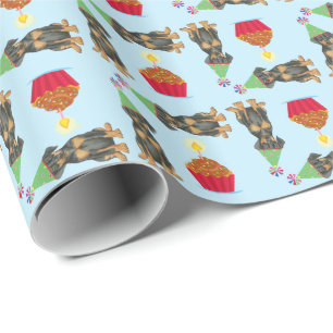 Birthday Cupcake Doberman Wrapping Paper Cadeaupapier