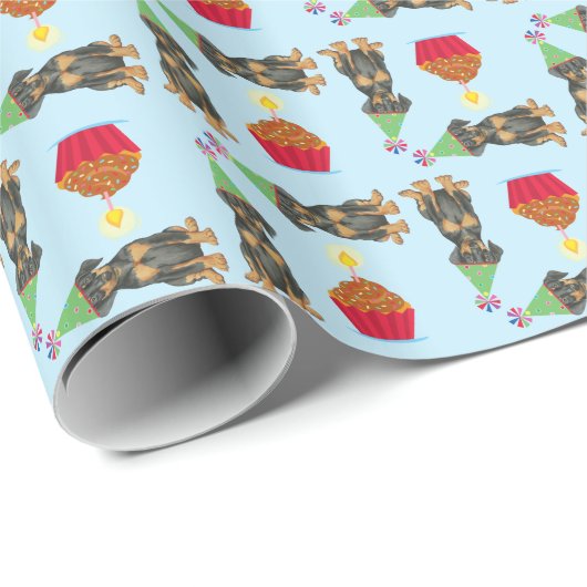Birthday Cupcake Doberman Wrapping Paper Cadeaupapier (Rol Hoek)