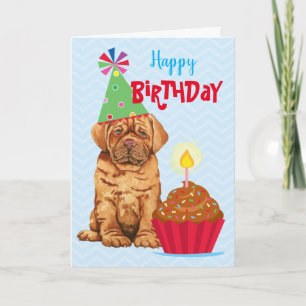Birthday Cupcake Dogue de Bordeaux Kaart