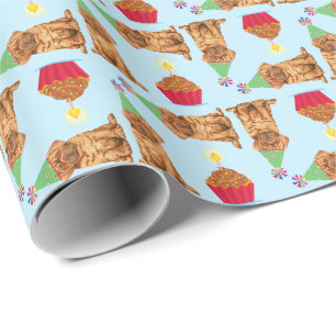 Birthday Cupcake Dogue de Bordeaux Wrappapier Cadeaupapier