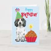 Birthday Cupcake English Cocker Spaniel Card Kaart (Voorkant)