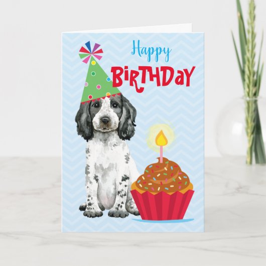 Birthday Cupcake English Cocker Spaniel Card Kaart (Voorkant)