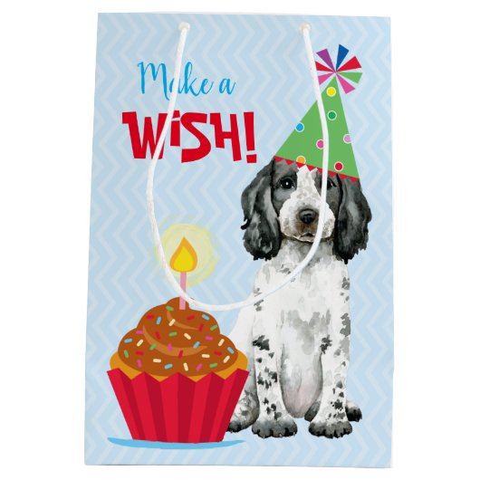 Birthday Cupcake English Cocker Spaniel Medium Cadeauzakje (Achterkant)