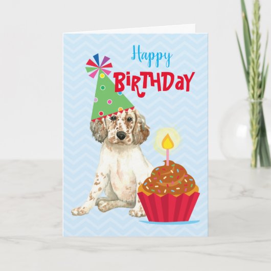 Birthday Cupcake English Setter Kaart (Voorkant)