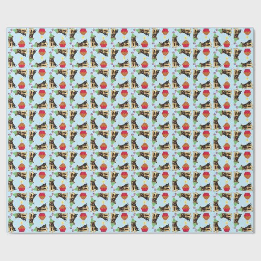 Birthday Cupcake English Setter Wrapping Paper Cadeaupapier (Vlak)
