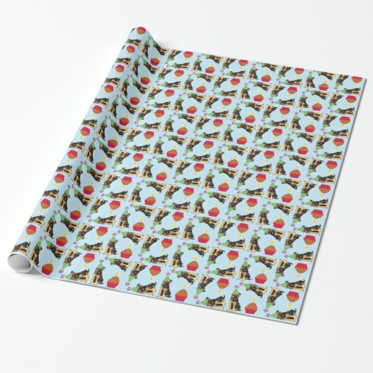 Birthday Cupcake English Setter Wrapping Paper Cadeaupapier (Uitgerold)
