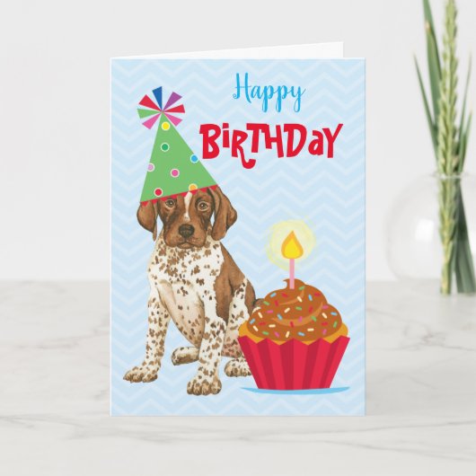 Birthday Cupcake German Shorthaired Pointer Kaart (Voorkant)