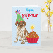 Birthday Cupcake German Shorthaired Pointer Kaart (Gele Bloem)