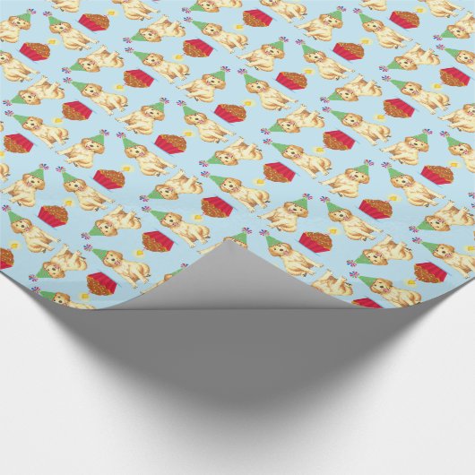 Birthday Cupcake Golden Retriever Cadeaupapier (Hoek)