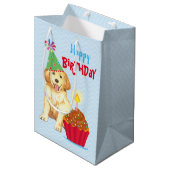 Birthday Cupcake Golden Retriever Medium Cadeauzakje (Voorkant Gekanteld)