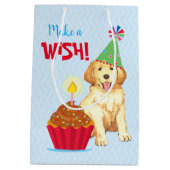 Birthday Cupcake Golden Retriever Medium Cadeauzakje (Achterkant)