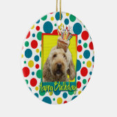 Birthday Cupcake - GoldenDoodle Keramisch Ornament (Rechts)