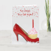 Birthday Cupcake In a Red Shoe Kaart (Voorkant)