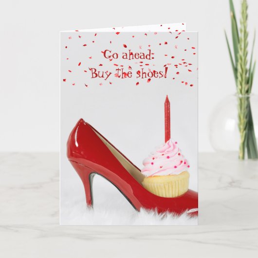 Birthday Cupcake In a Red Shoe Kaart (Voorkant)