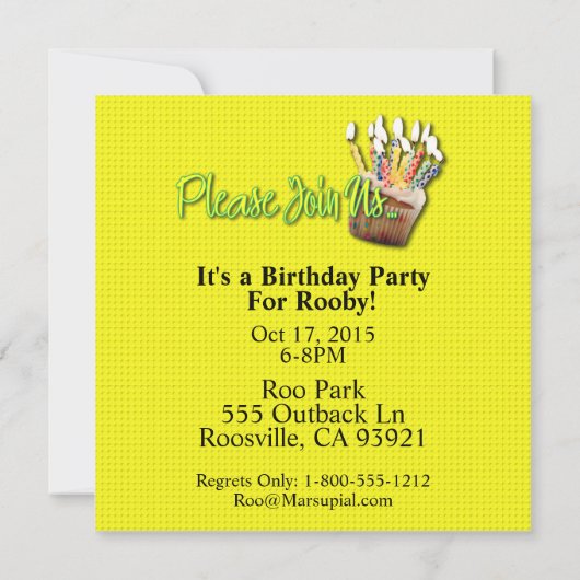 Birthday Cupcake - Kangaroo Kaart (Achterkant)