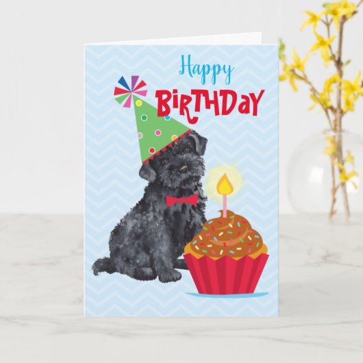 Birthday Cupcake Kerry Blue Terrier Kaart (Gele Bloem)