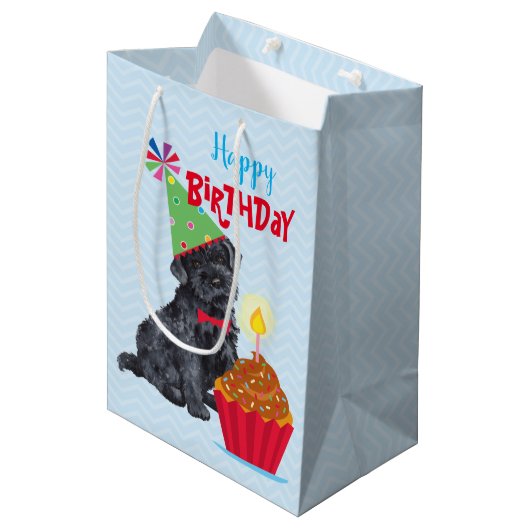 Birthday Cupcake Kerry Blue Terrier Medium Cadeauzakje (Voorkant Gekanteld)