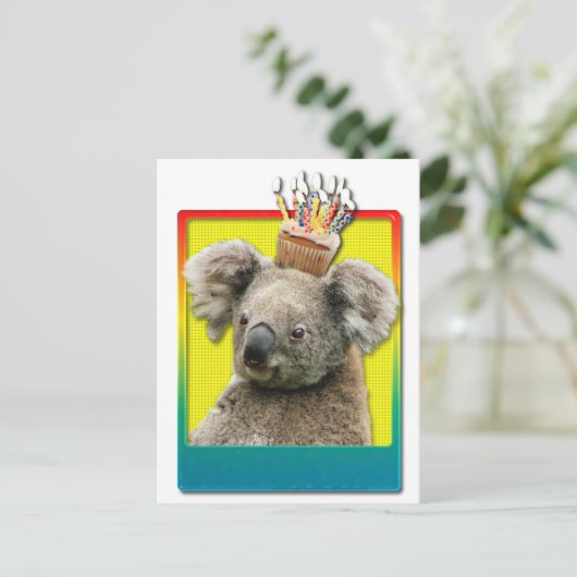 Birthday Cupcake Koala Briefkaart (Staand voorkant)
