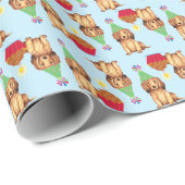 Birthday Cupcake Longhaire Dachshund Cadeaupapier (Rol Hoek)