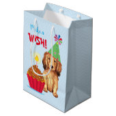 Birthday Cupcake Longhaire Dachshund Medium Cadeauzakje (Achterkant Gekanteld)