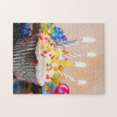 Birthday Cupcake met kaarsen Legpuzzel (Horizontaal)