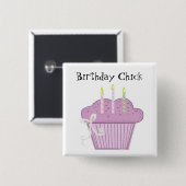 Birthday Cupcake met kaarsen Vierkante Button 5,1 Cm (Voorkant /achterkant)