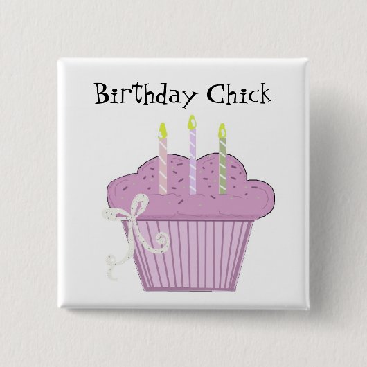 Birthday Cupcake met kaarsen Vierkante Button 5,1 Cm (Voorkant)
