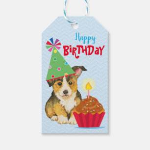 Birthday Cupcake Pembroke Welsh Corgi Gift Labels Cadeaulabel