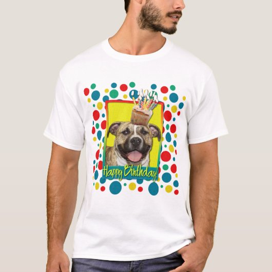 Birthday Cupcake - Pitbull - Groter T-shirt (Voorkant)