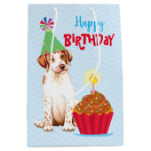 Birthday Cupcake Pointer Medium Gift Bag Medium Cadeauzakje (Voorkant)