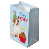 Birthday Cupcake Pointer Medium Gift Bag Medium Cadeauzakje (Voorkant Gekanteld)