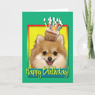 Birthday Cupcake Pomeranian Kaart