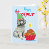 Birthday Cupcake Poodle Kaart (Gele Bloem)