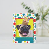 Birthday Cupcake - Pug Briefkaart (Staand voorkant)