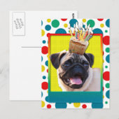 Birthday Cupcake - Pug Briefkaart (Voorkant / Achterkant)
