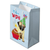 Birthday Cupcake Pug Medium Gift Bag Medium Cadeauzakje (Achterkant Gekanteld)