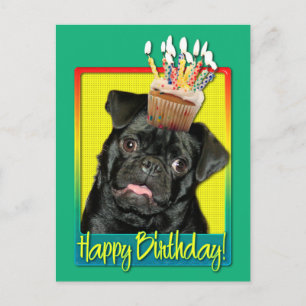 Birthday Cupcake - Pug - Ruffy Briefkaart