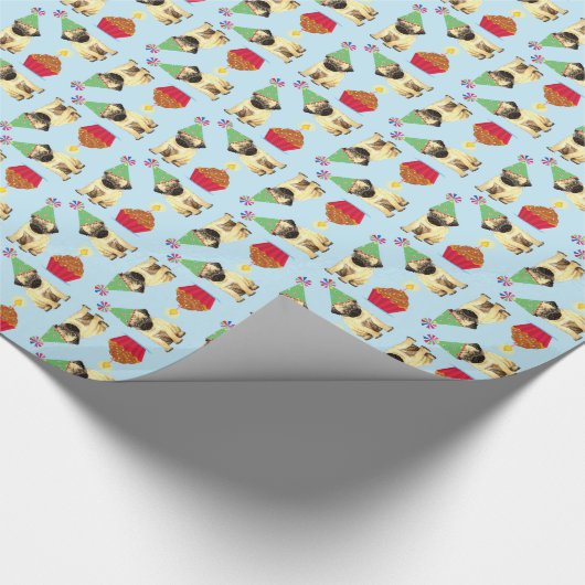 Birthday Cupcake Pug Wrapping Paper Cadeaupapier (Hoek)