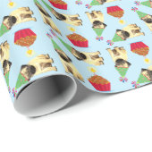 Birthday Cupcake Pug Wrapping Paper Cadeaupapier (Rol Hoek)