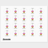 Birthday Cupcake Ronde Sticker (Vel)