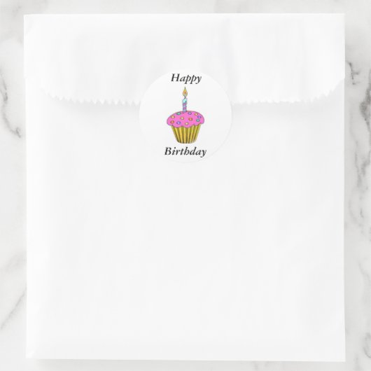 Birthday Cupcake Ronde Sticker (Tas)