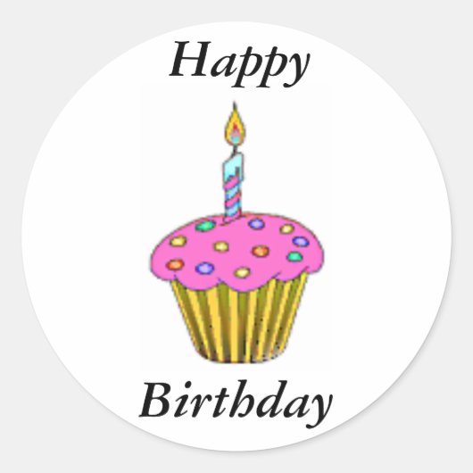 Birthday Cupcake Ronde Sticker (Voorkant)