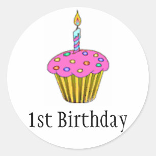Birthday Cupcake Ronde Sticker