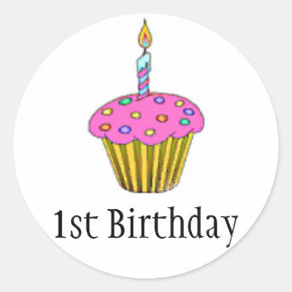 Birthday Cupcake Ronde Sticker