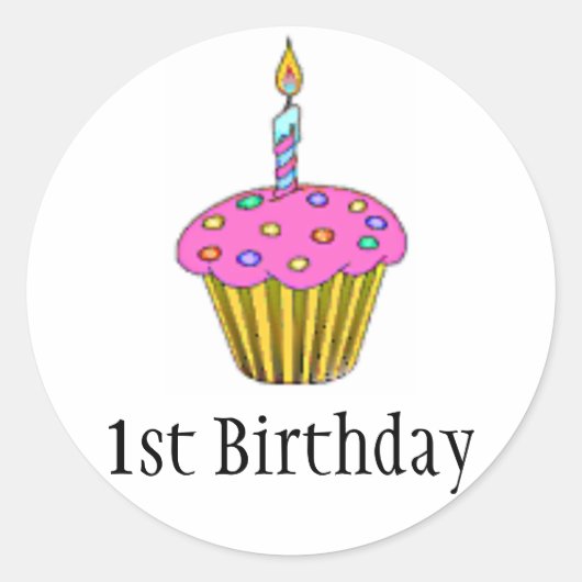 Birthday Cupcake Ronde Sticker (Voorkant)