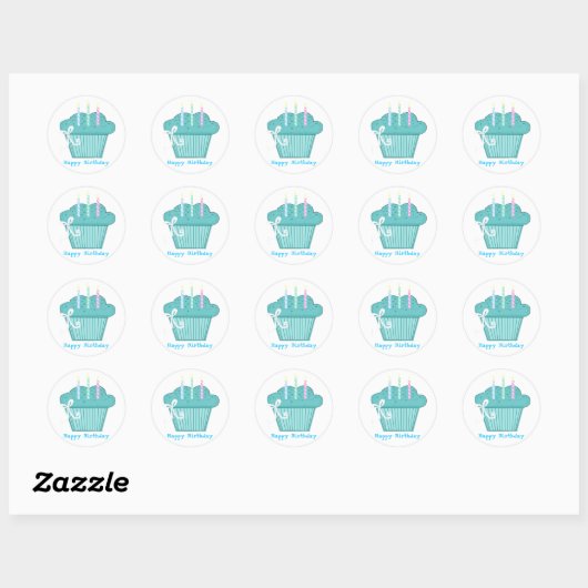  Birthday Cupcake Ronde Sticker (Vel)