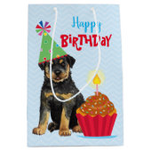 Birthday Cupcake Rottweiler Medium Gift Bag Cadeauzakje (Voorkant)